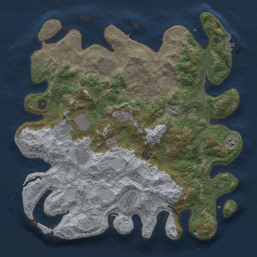 Rust Map: Procedural Map, Size: 4000, Seed: 1035898705, 16 Monuments
