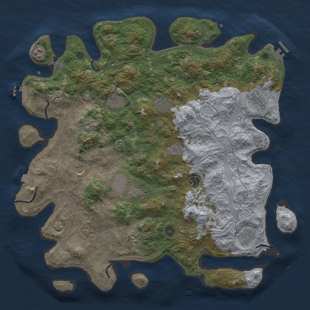 Rust Map: Procedural Map, Size: 4500, Seed: 73192686, 17 Monuments