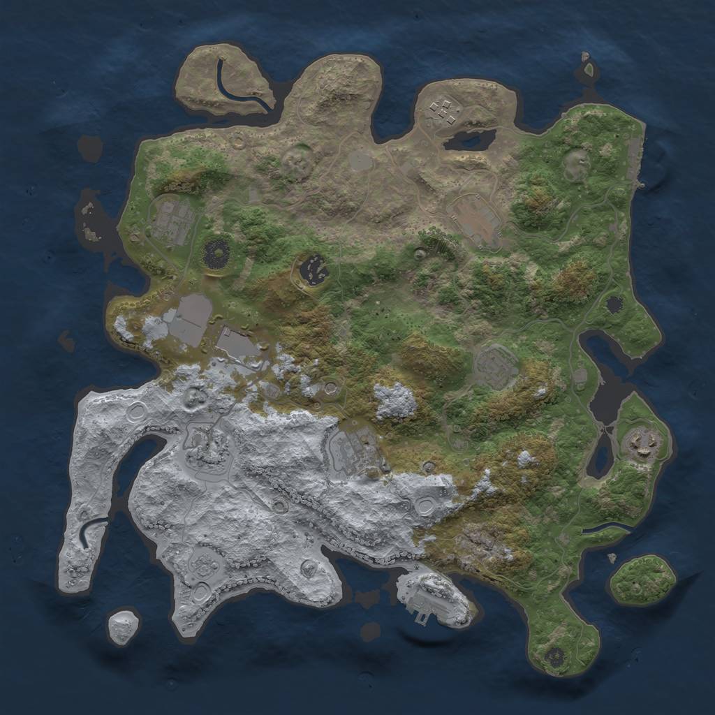 Rust Map: Procedural Map, Size: 3700, Seed: 1158543960, 16 Monuments