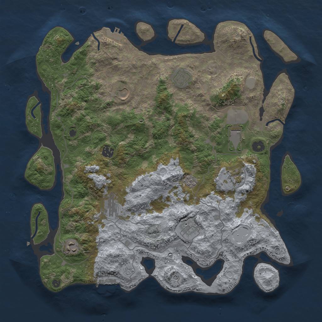 Rust Map: Procedural Map, Size: 4050, Seed: 1182373328, 18 Monuments