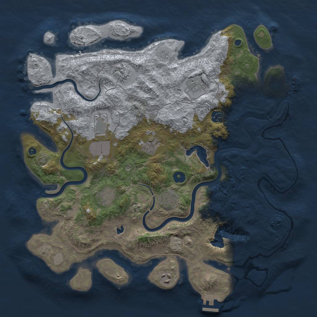 Rust Map: Procedural Map, Size: 4000, Seed: 1401505626, 15 Monuments
