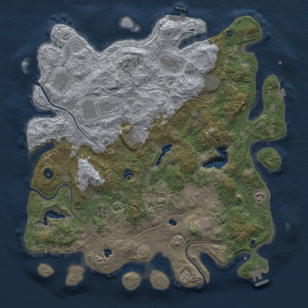 Rust Map: Procedural Map, Size: 4500, Seed: 4125235, 16 Monuments