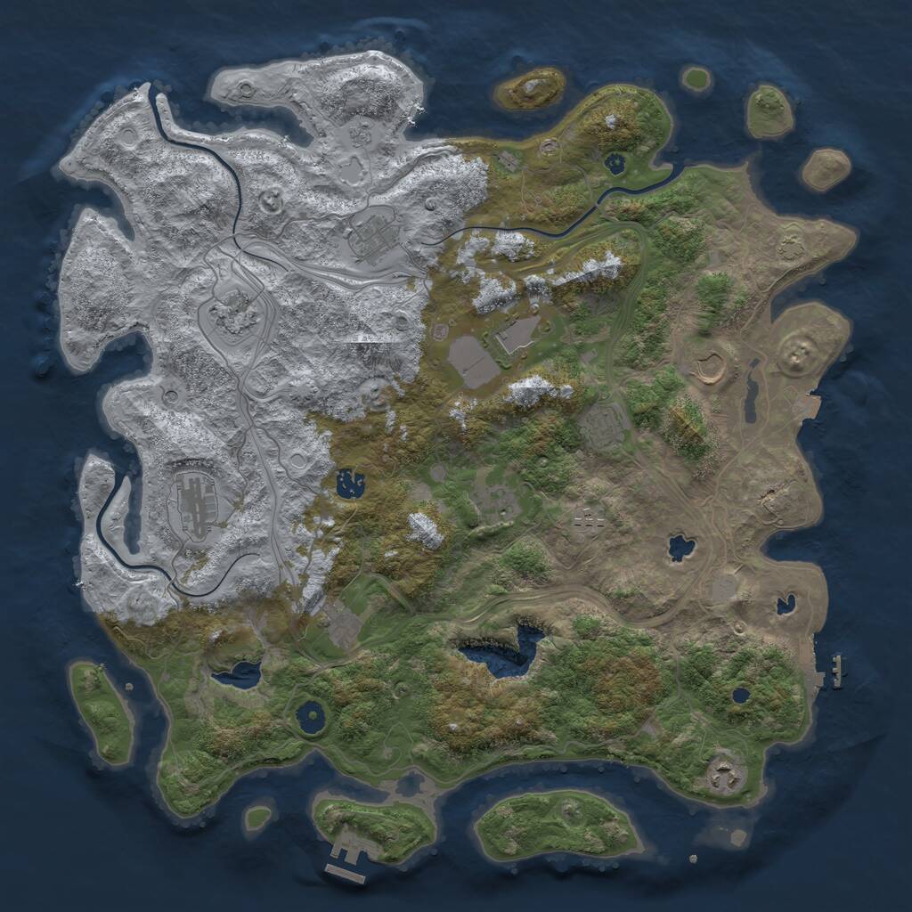 Rust Map: Procedural Map, Size: 4500, Seed: 499404256, 17 Monuments