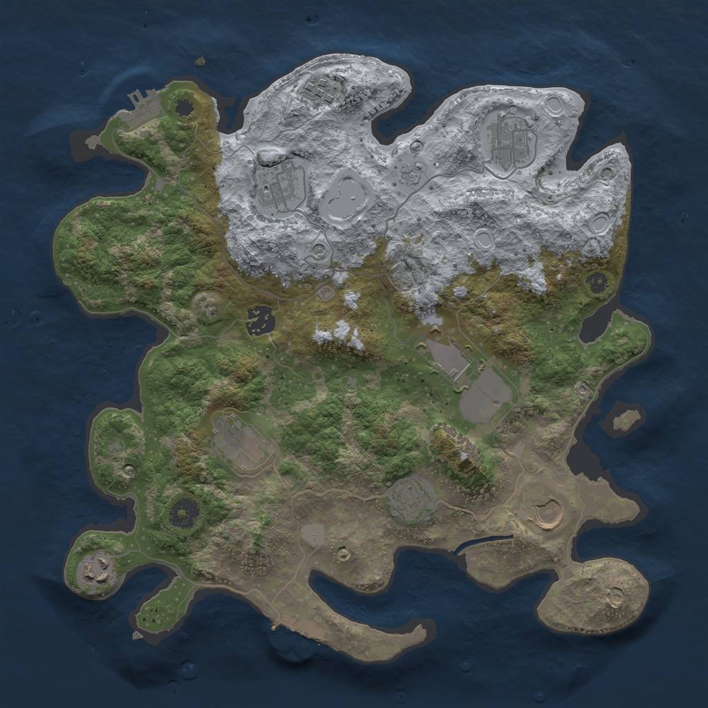 Rust Map: Procedural Map, Size: 3500, Seed: 156552, 18 Monuments