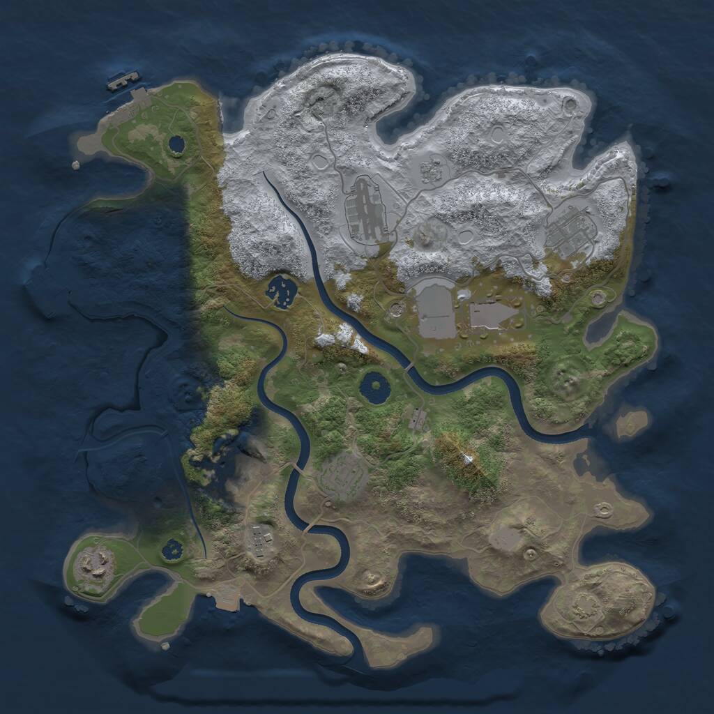 Rust Map: Procedural Map, Size: 3500, Seed: 156552, 14 Monuments