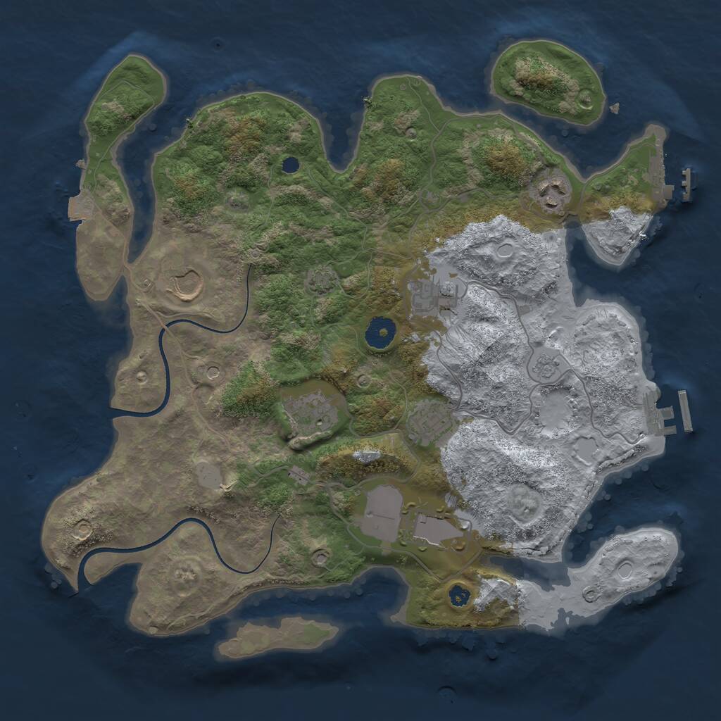 Rust Map: Procedural Map, Size: 3500, Seed: 543047587, 12 Monuments