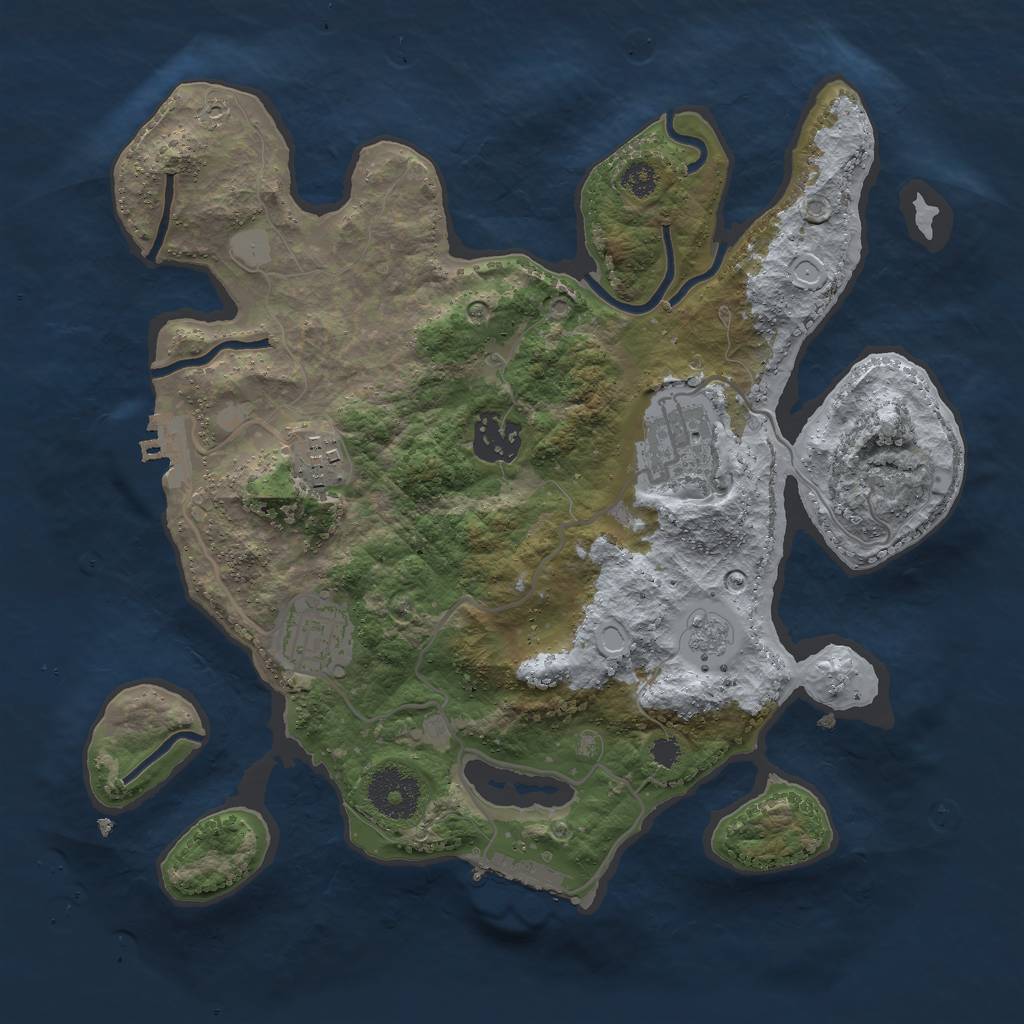 Rust Map: Procedural Map, Size: 3000, Seed: 1113719339, 12 Monuments