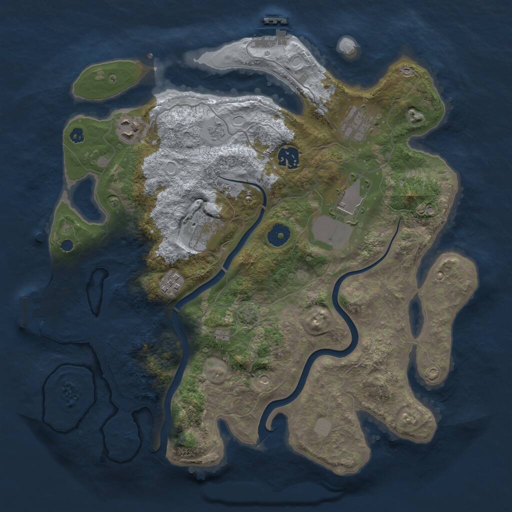 Rust Map: Procedural Map, Size: 3500, Seed: 14540532, 12 Monuments