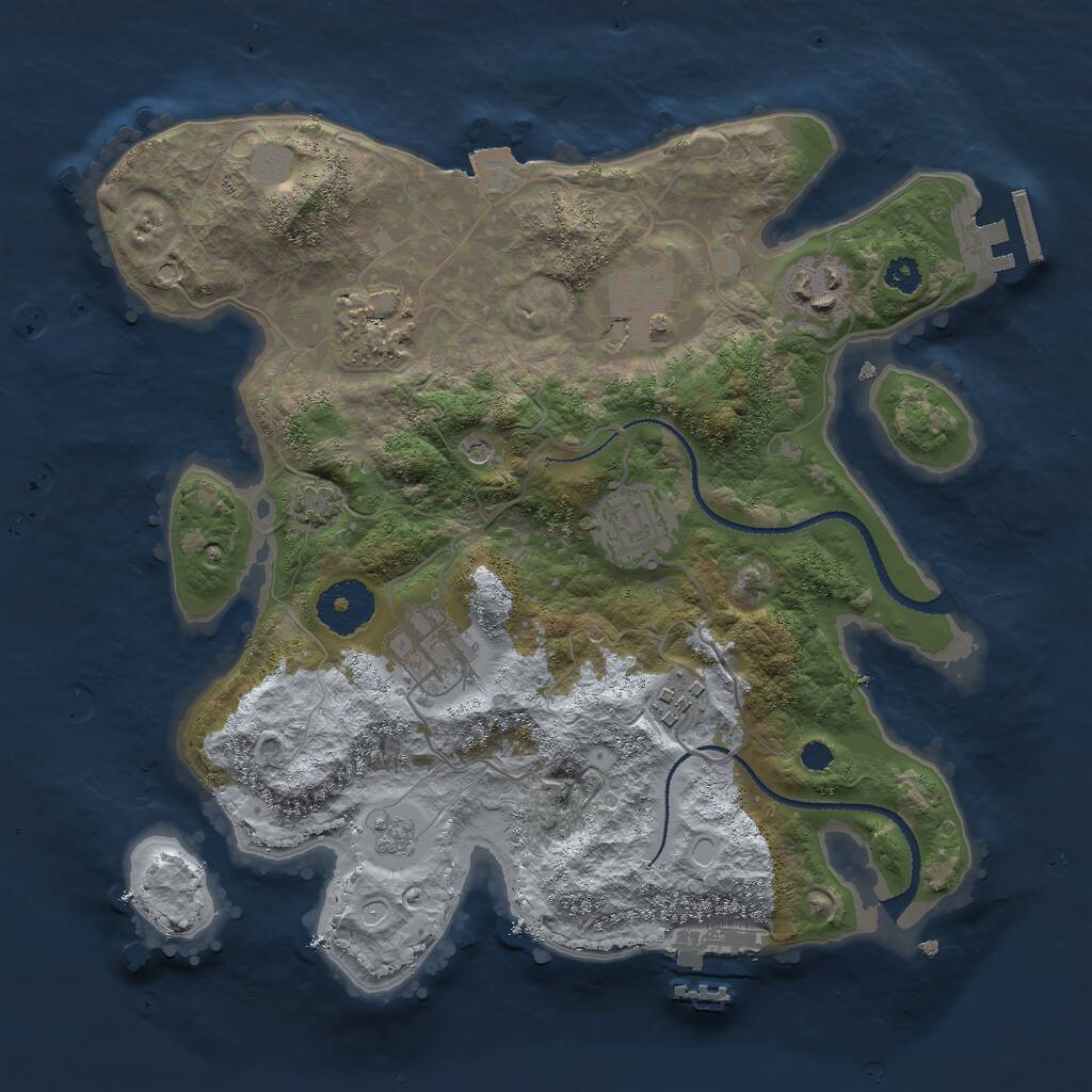 Rust Map: Procedural Map, Size: 3000, Seed: 2452493, 12 Monuments