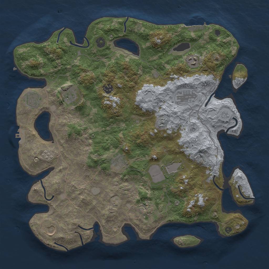 Rust Map: Procedural Map, Size: 4000, Seed: 1714927090, 19 Monuments