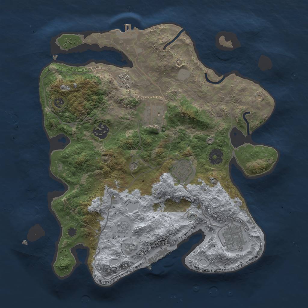 Rust Map: Procedural Map, Size: 3000, Seed: 70891, 14 Monuments