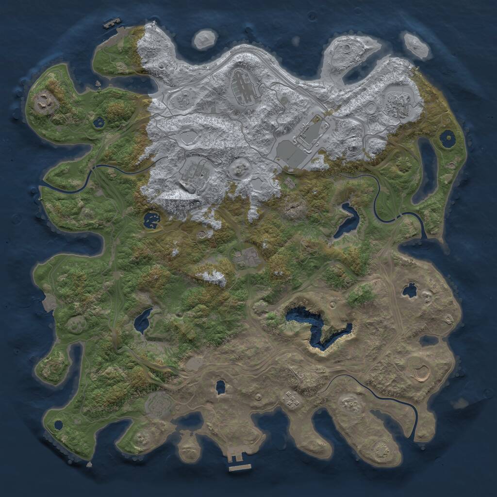Rust Map: Procedural Map, Size: 4500, Seed: 12967, 16 Monuments