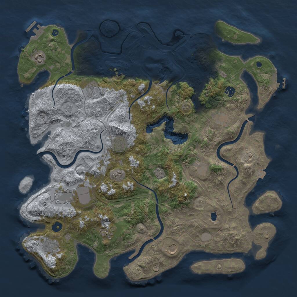 Rust Map: Procedural Map, Size: 4400, Seed: 61888471, 17 Monuments
