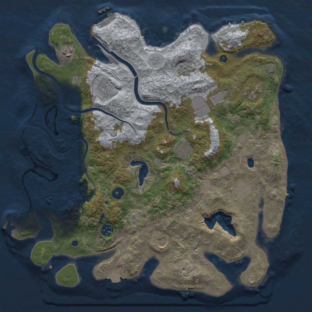 Rust Map: Procedural Map, Size: 4000, Seed: 1932504121, 15 Monuments