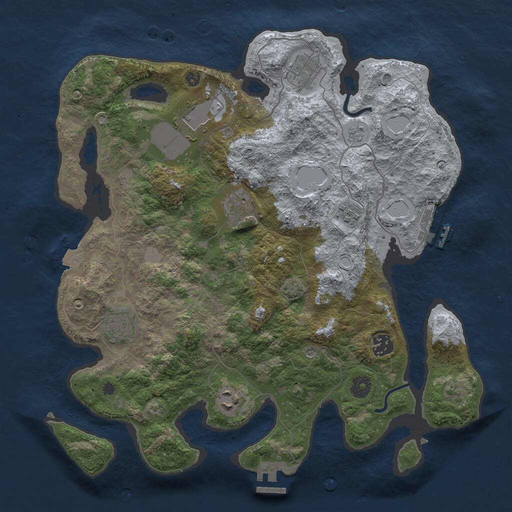 Rust Map: Procedural Map, Size: 3500, Seed: 545343, 13 Monuments