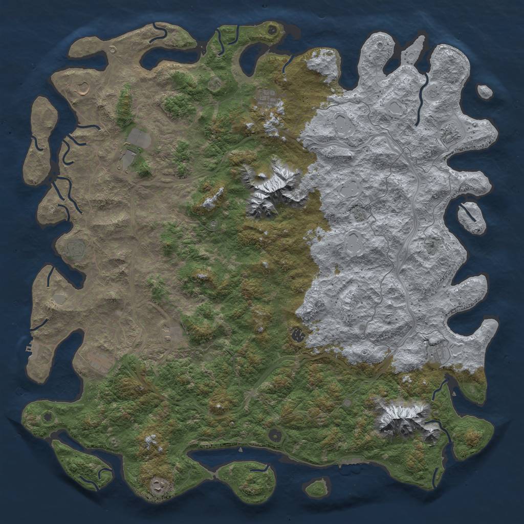 Rust Map: Procedural Map, Size: 6000, Seed: 42858638, 18 Monuments