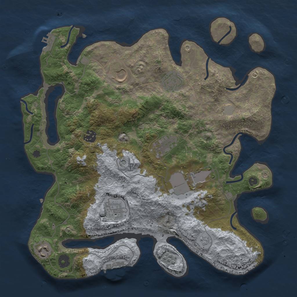 Rust Map: Procedural Map, Size: 3500, Seed: 90142611, 17 Monuments
