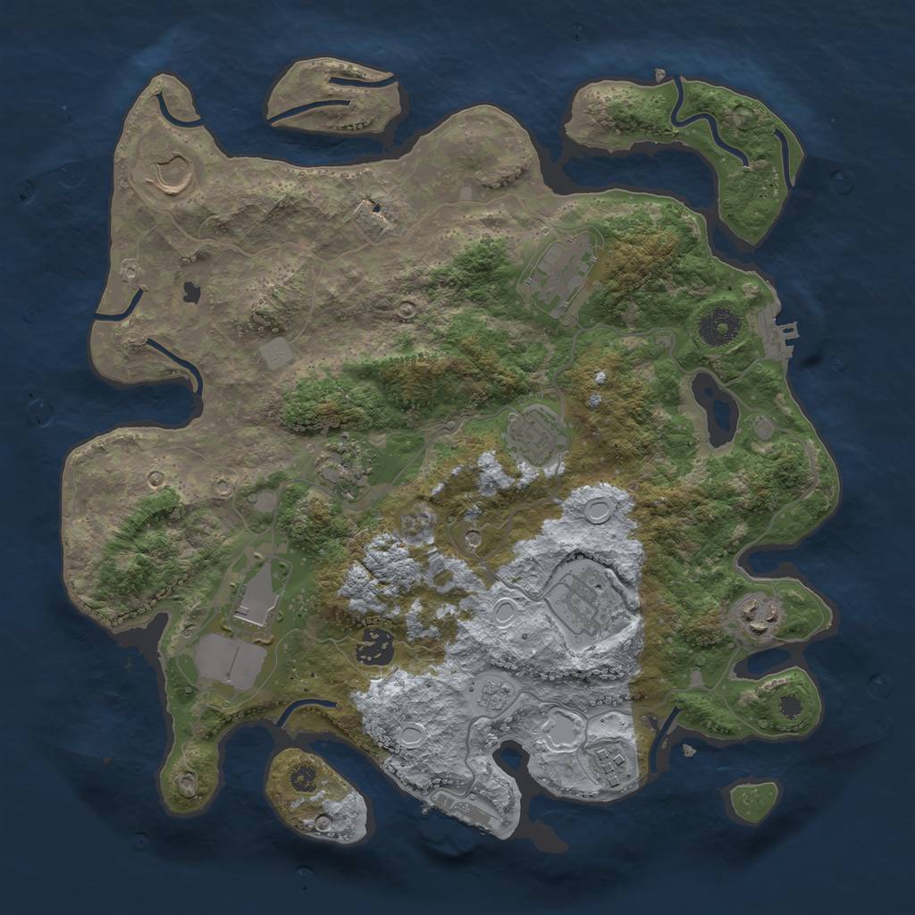 Rust Map: Procedural Map, Size: 3500, Seed: 854123354, 18 Monuments