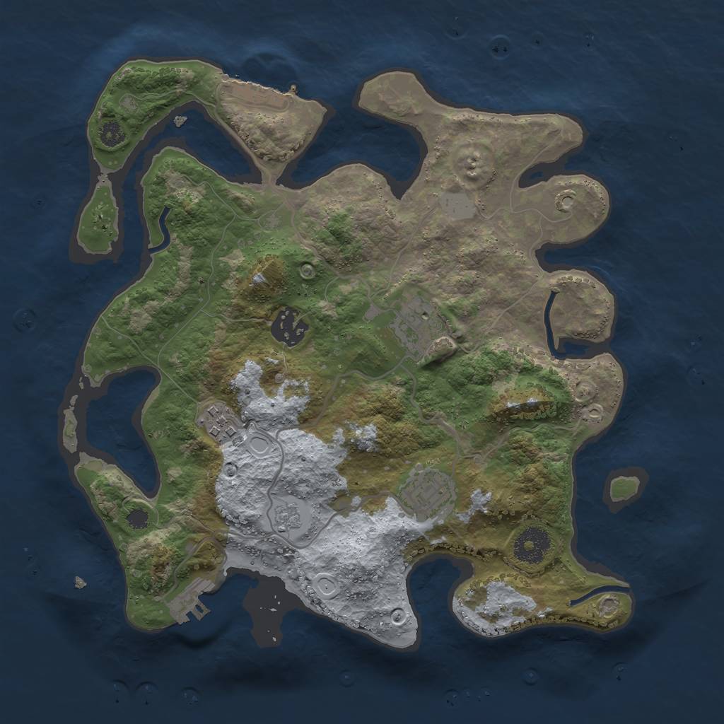 Rust Map: Procedural Map, Size: 3000, Seed: 662801, 10 Monuments