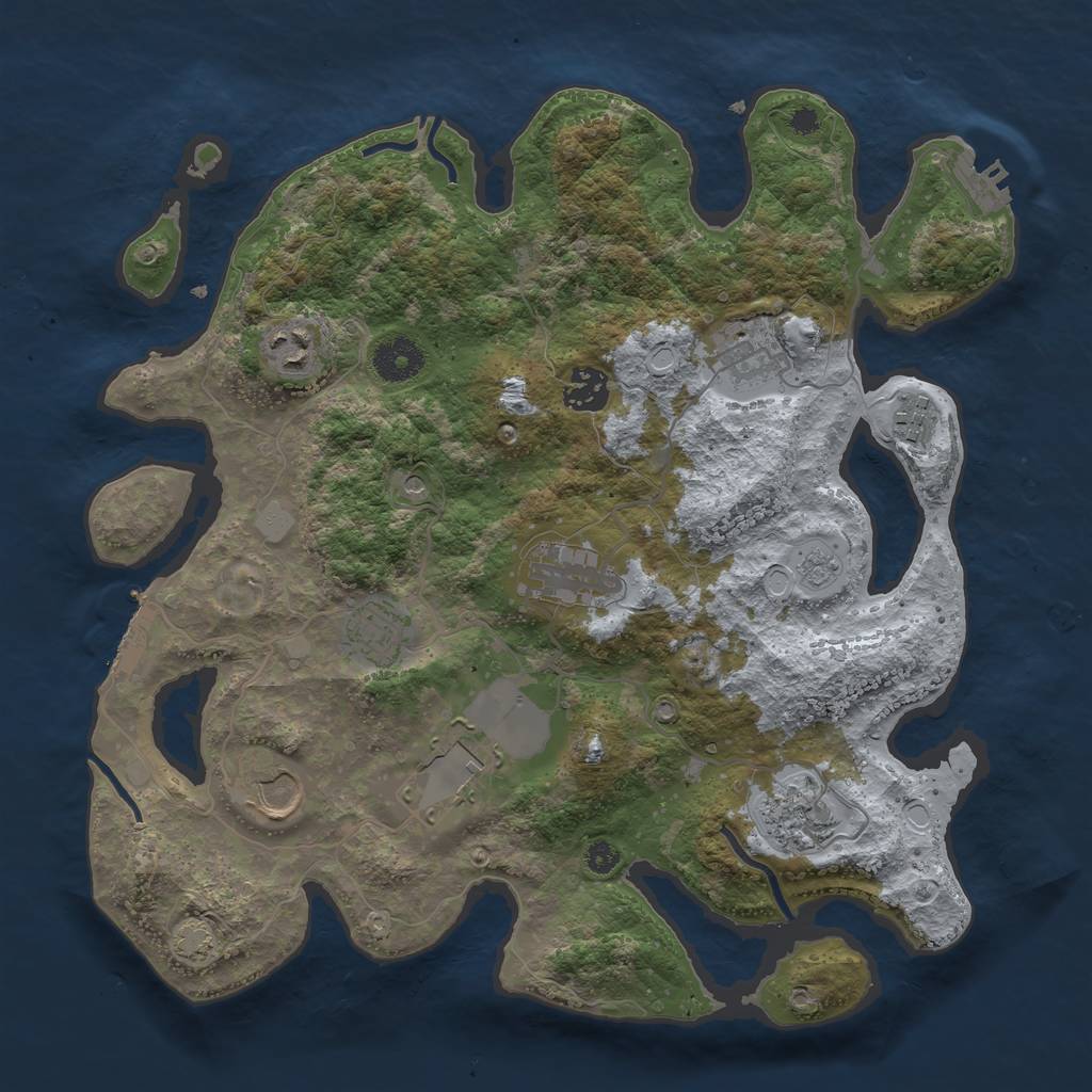 Rust Map: Procedural Map, Size: 3500, Seed: 696620360, 17 Monuments
