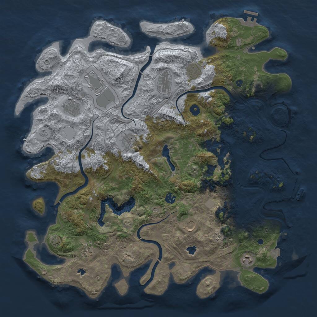 Rust Map: Procedural Map, Size: 4500, Seed: 790031509, 16 Monuments
