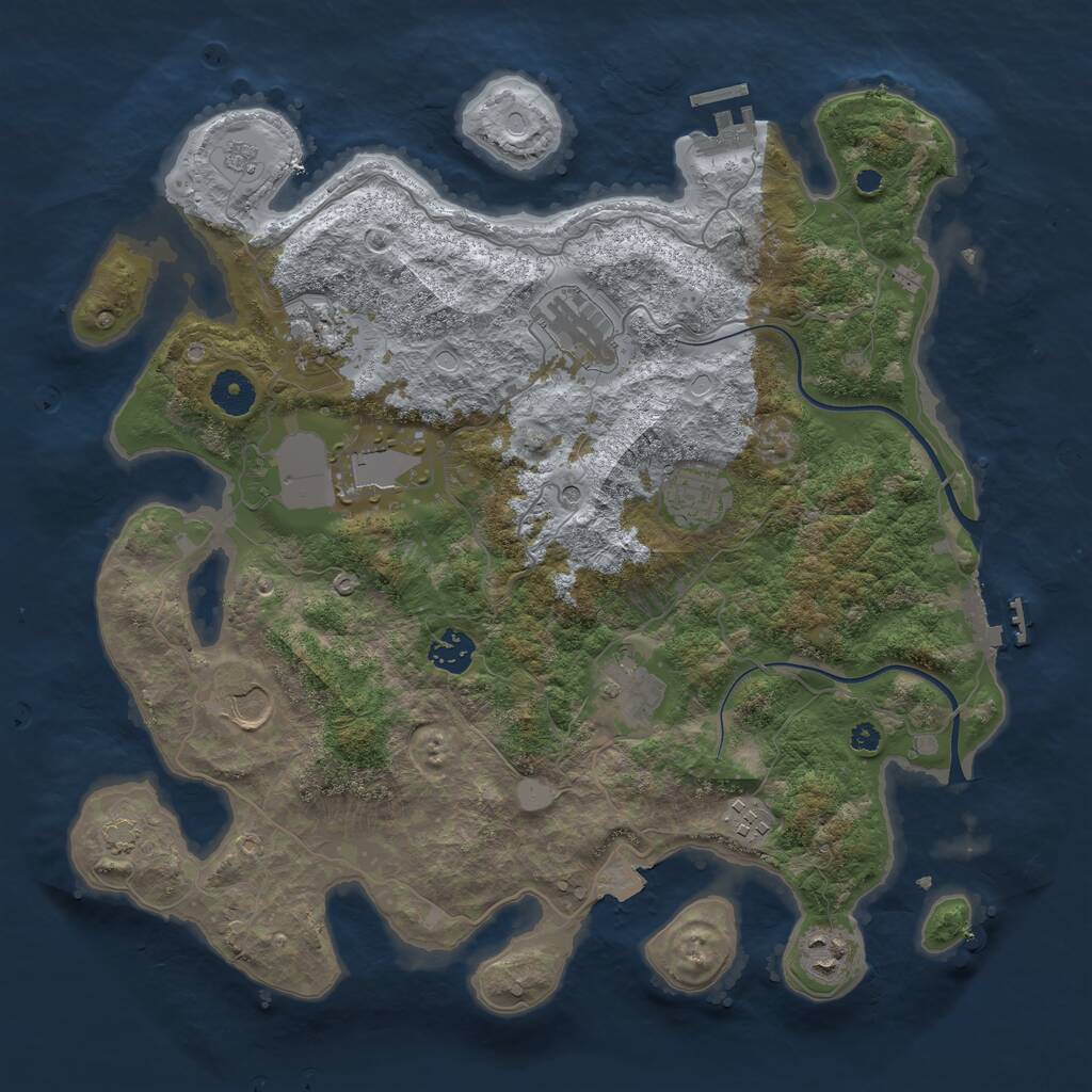 Rust Map: Procedural Map, Size: 3750, Seed: 17725073, 15 Monuments