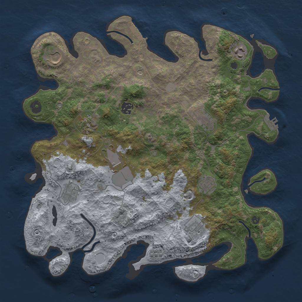 Rust Map: Procedural Map, Size: 3750, Seed: 1157013632, 19 Monuments