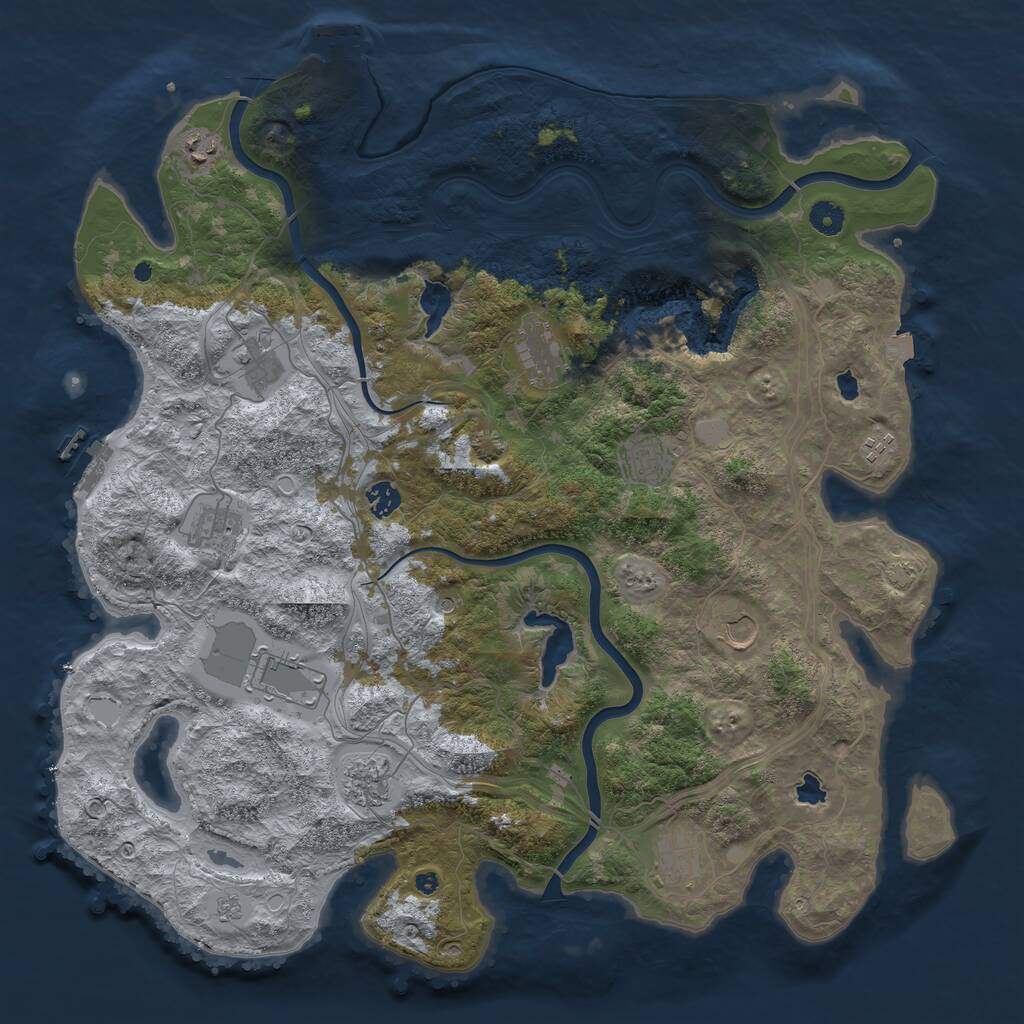 Rust Map: Procedural Map, Size: 4500, Seed: 585196541, 17 Monuments