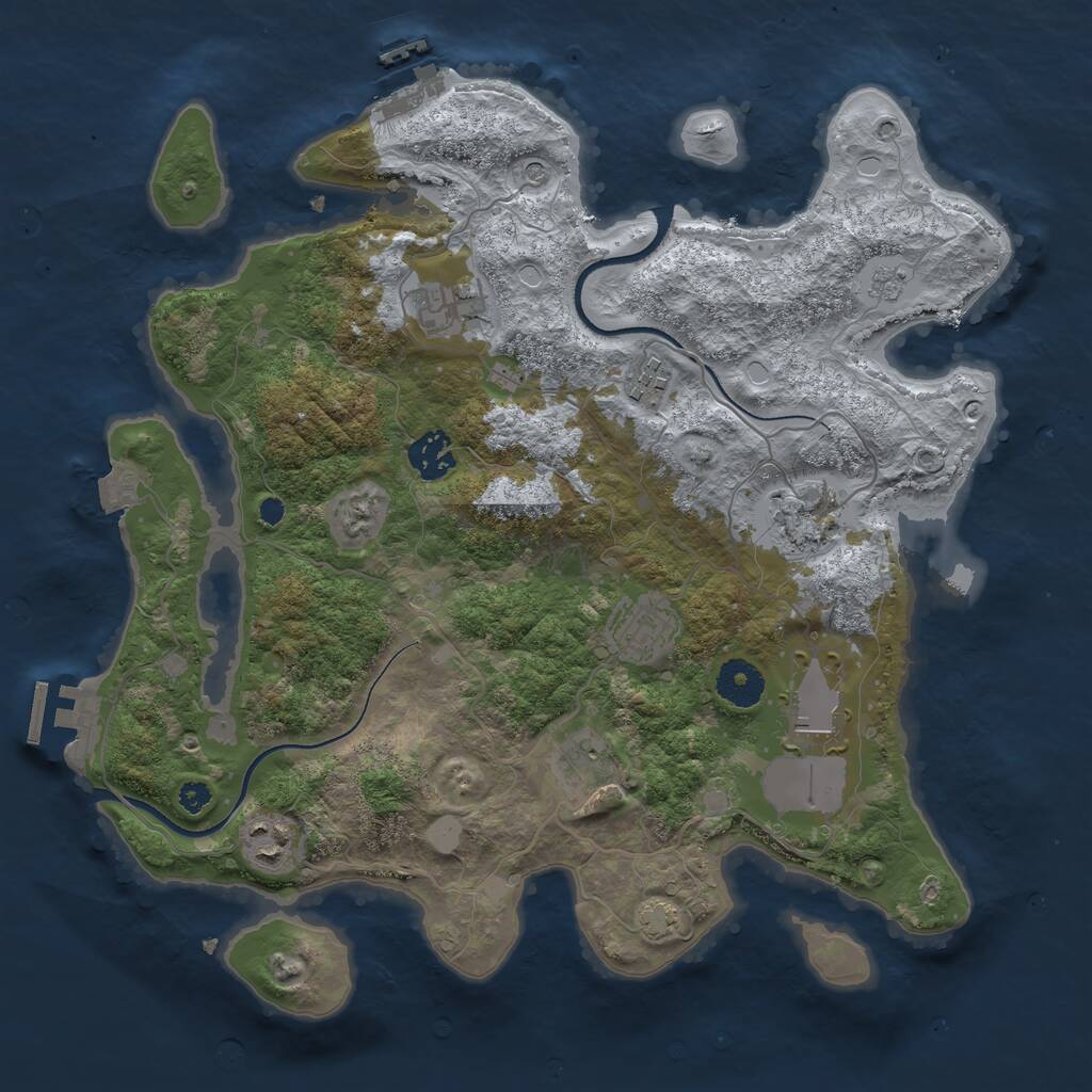 Rust Map: Procedural Map, Size: 3500, Seed: 97649087, 14 Monuments