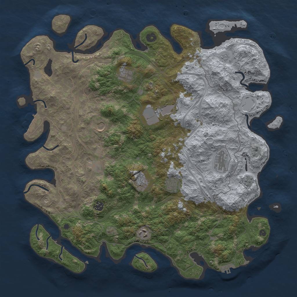 Rust Map: Procedural Map, Size: 4500, Seed: 1326611638, 19 Monuments