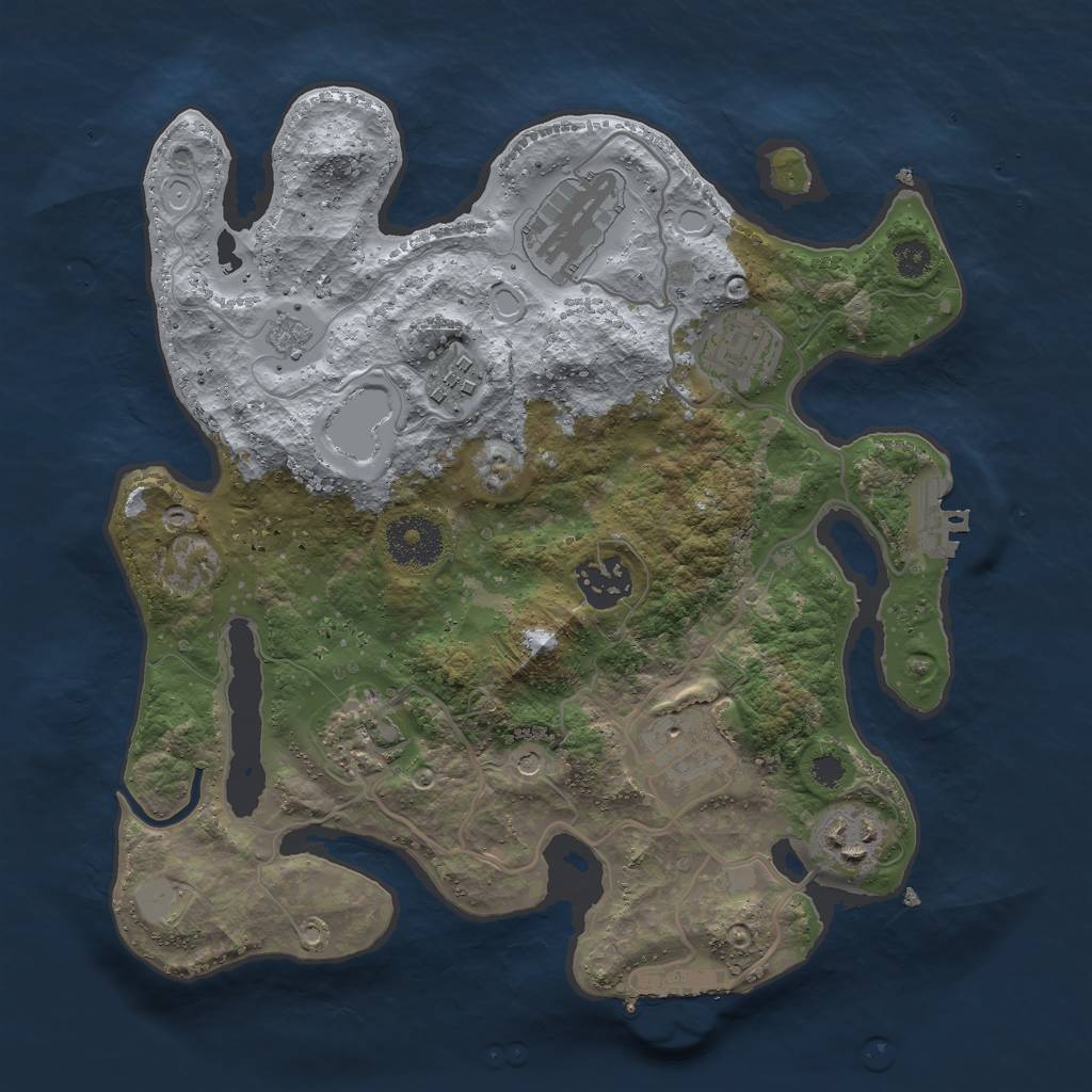 Rust Map: Procedural Map, Size: 3000, Seed: 1328983428, 16 Monuments