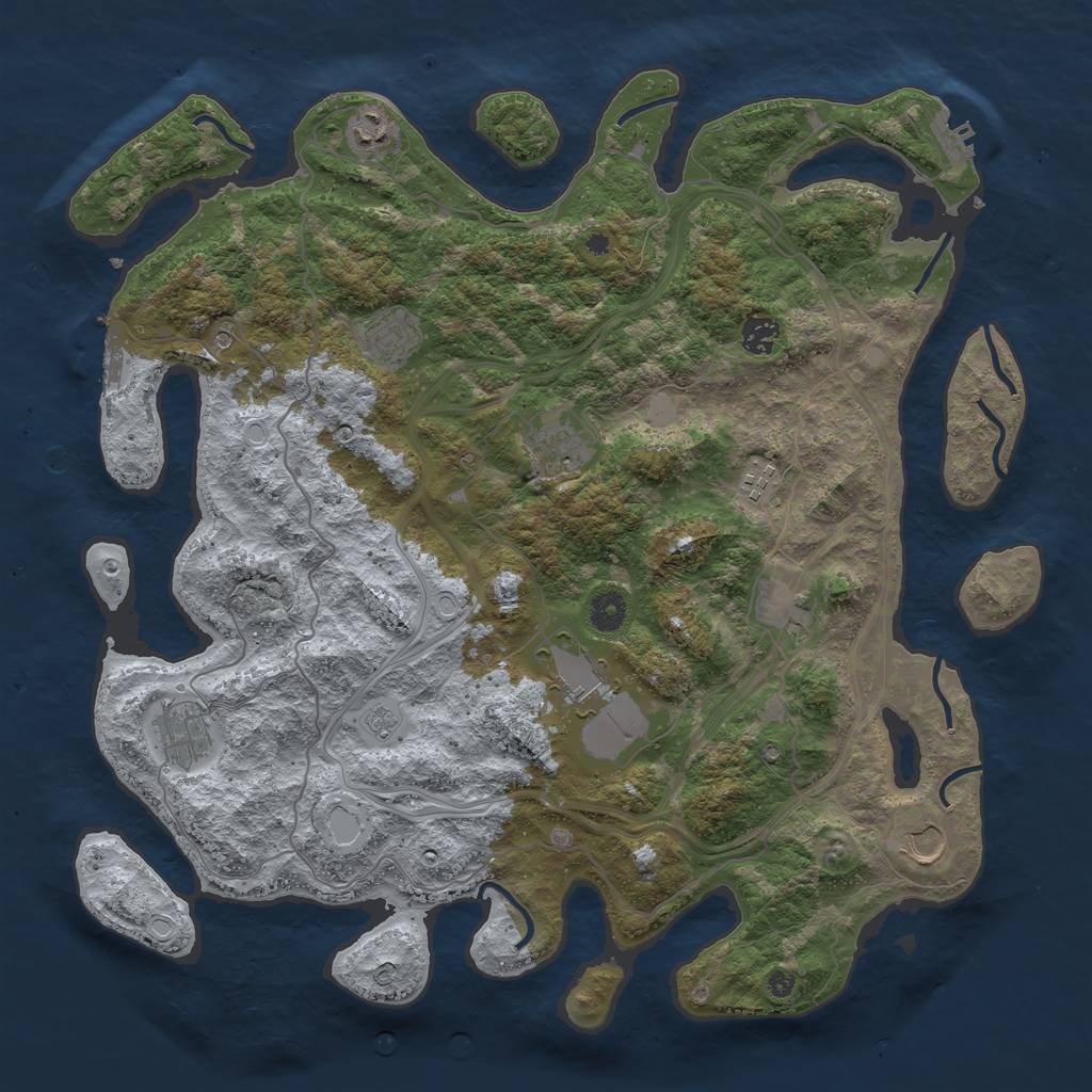 Rust Map: Procedural Map, Size: 4250, Seed: 2101630071, 18 Monuments