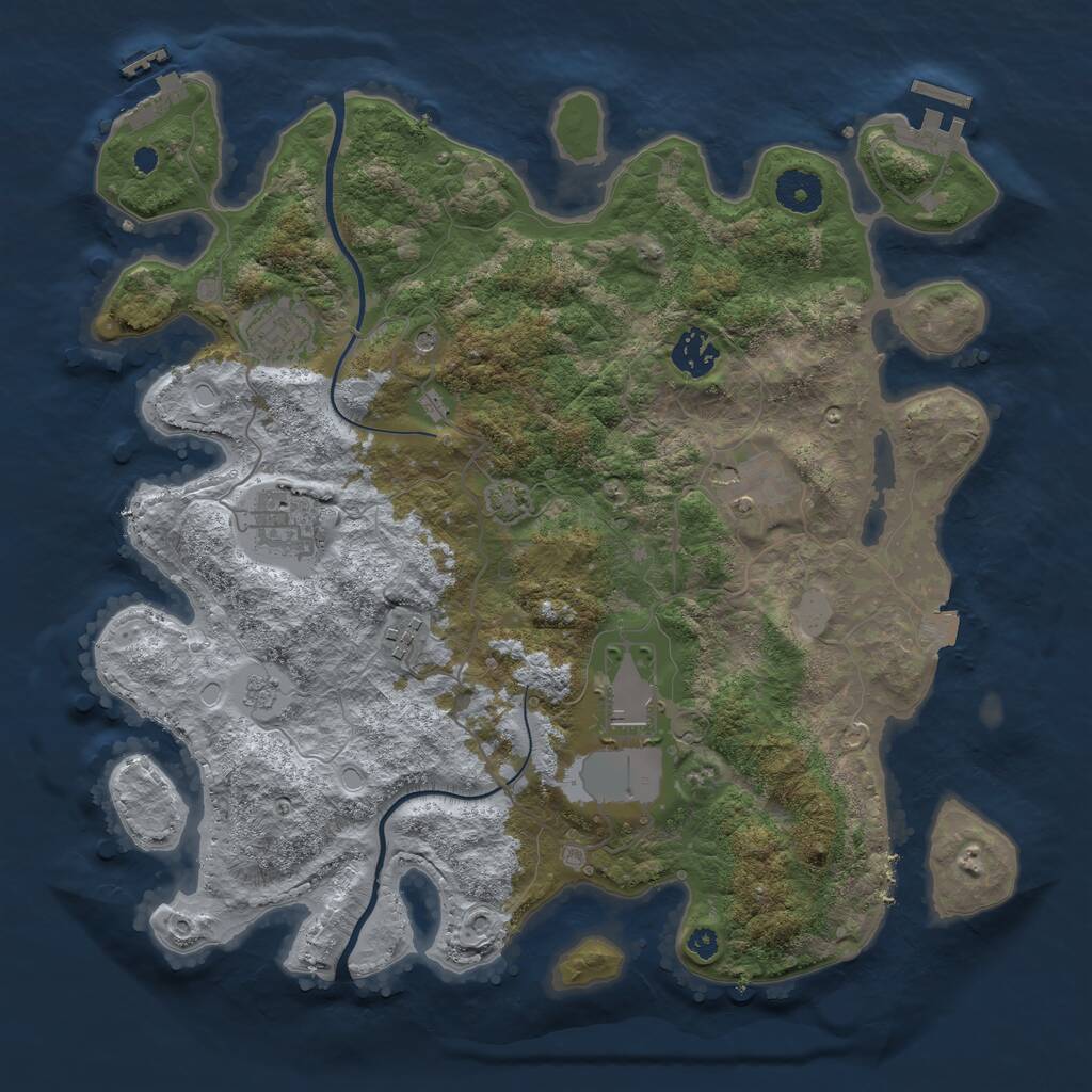 Rust Map: Procedural Map, Size: 3600, Seed: 1935500, 12 Monuments