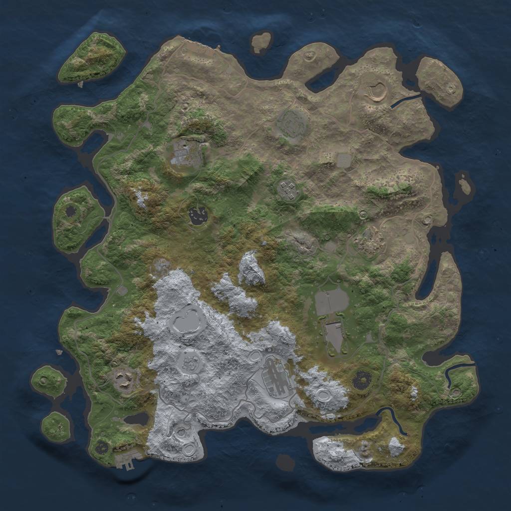 Rust Map: Procedural Map, Size: 4000, Seed: 42900, 18 Monuments