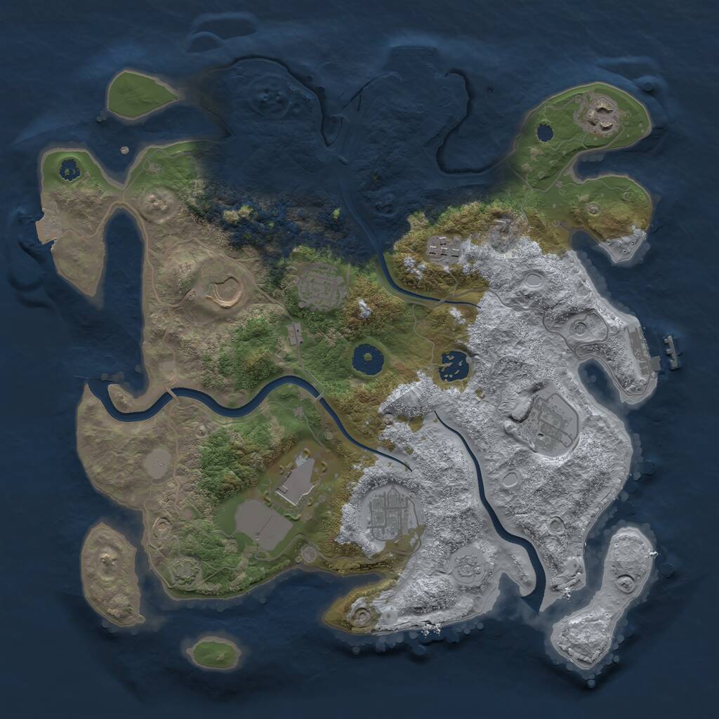 Rust Map: Procedural Map, Size: 3500, Seed: 660793712, 14 Monuments