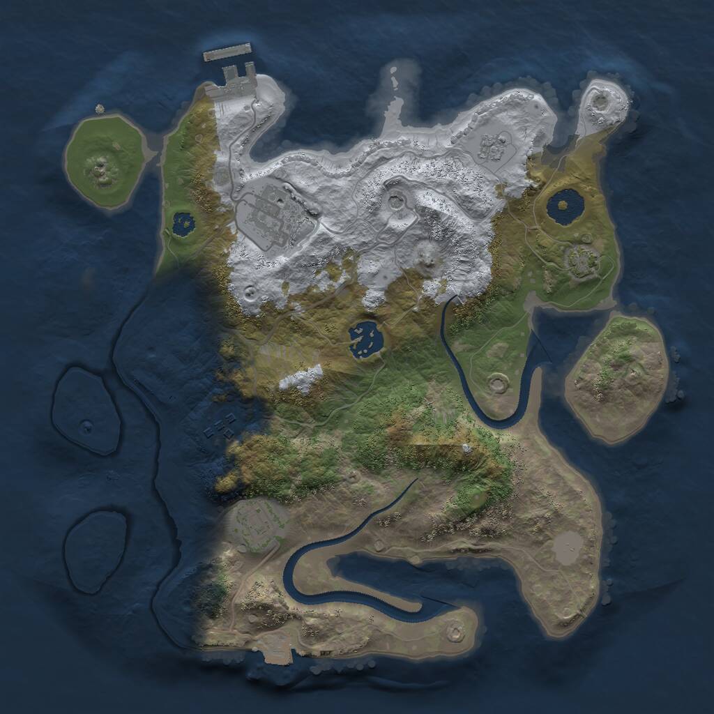 Rust Map: Procedural Map, Size: 3000, Seed: 622044, 9 Monuments