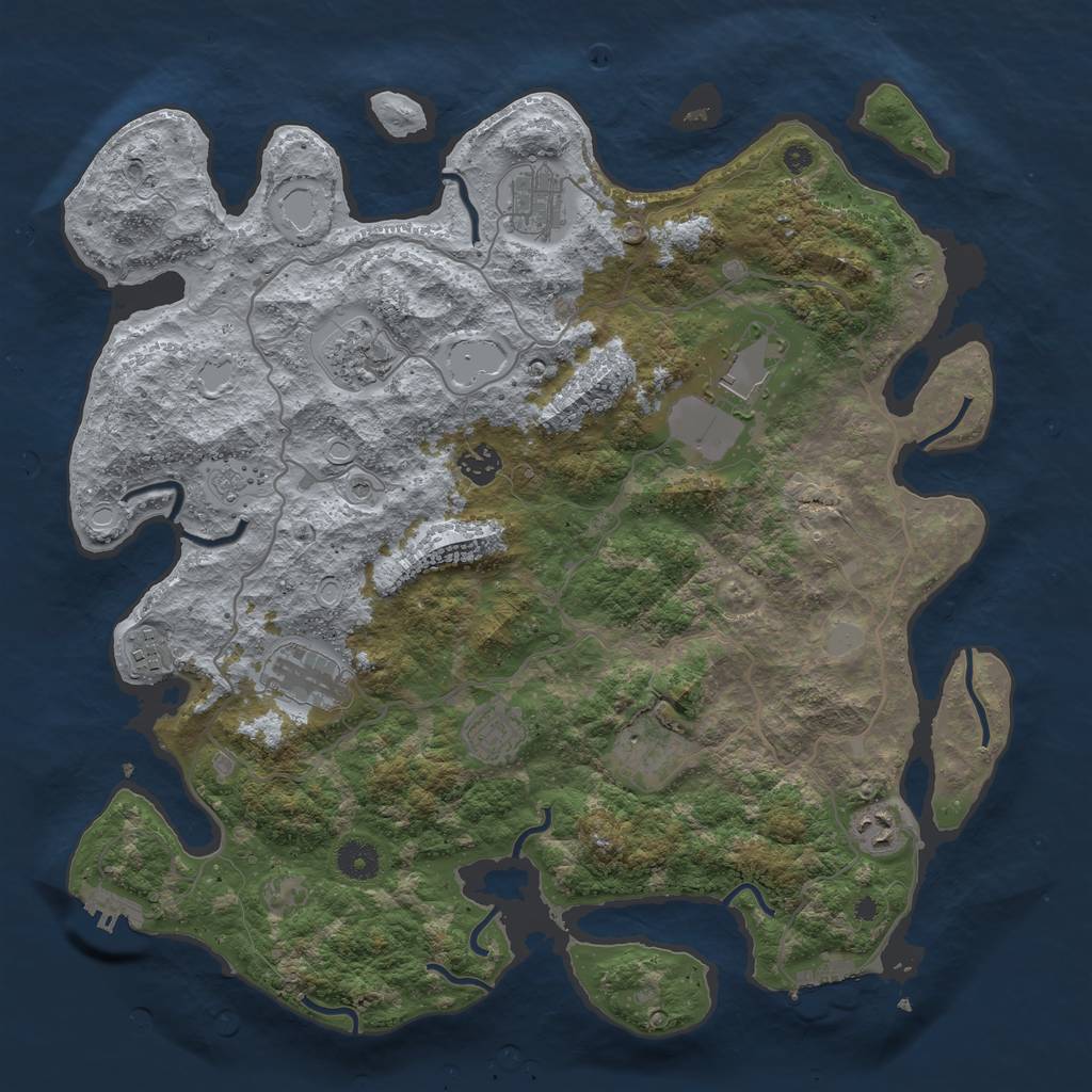 Rust Map: Procedural Map, Size: 4000, Seed: 1390960755, 18 Monuments