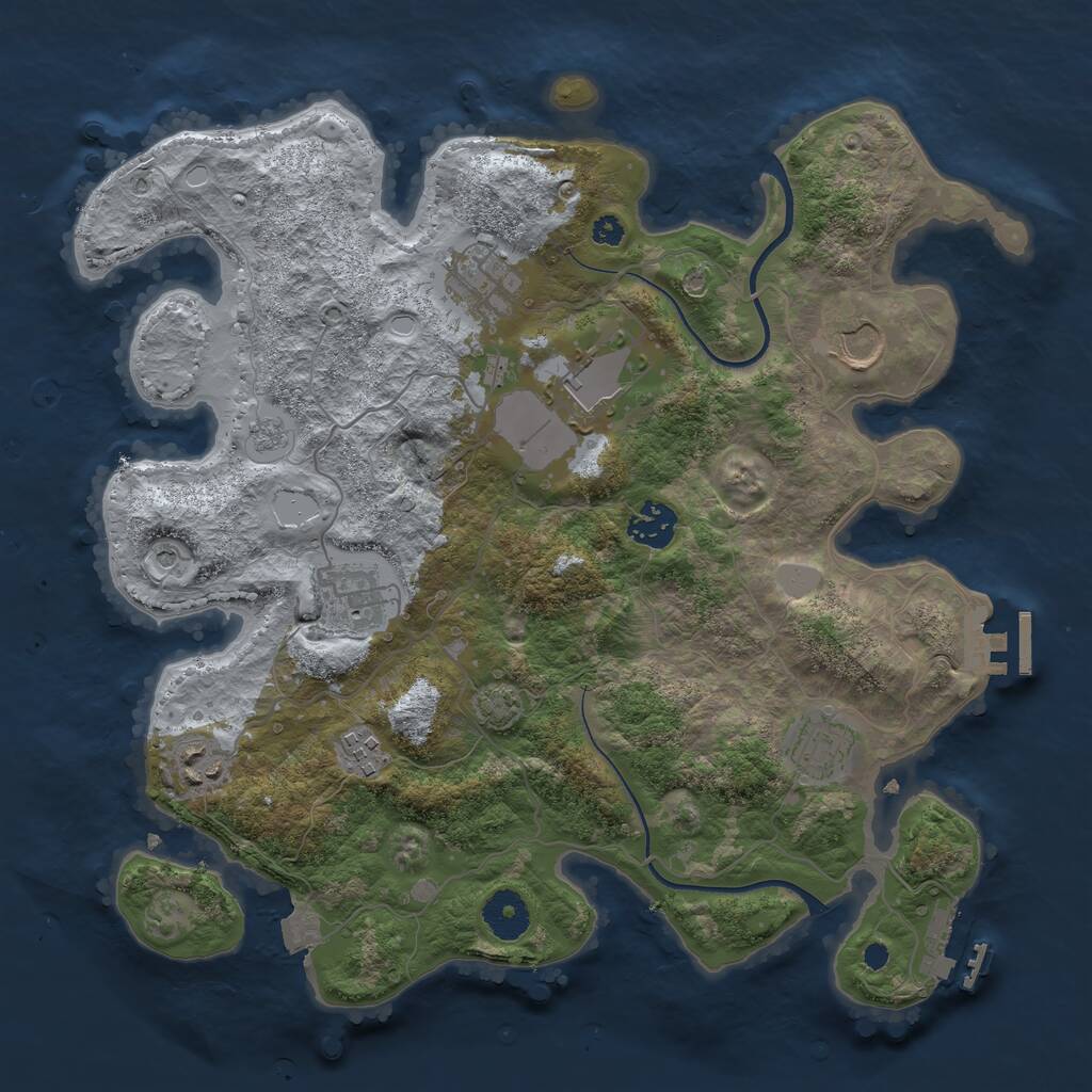 Rust Map: Procedural Map, Size: 3500, Seed: 929950111, 14 Monuments