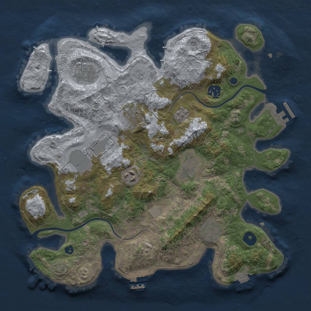 Rust Map: Procedural Map, Size: 3500, Seed: 44321, 14 Monuments