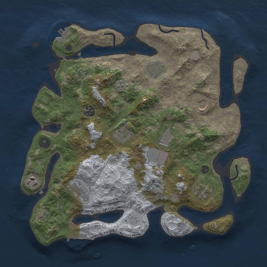 Rust Map: Procedural Map, Size: 3500, Seed: 948135889, 18 Monuments
