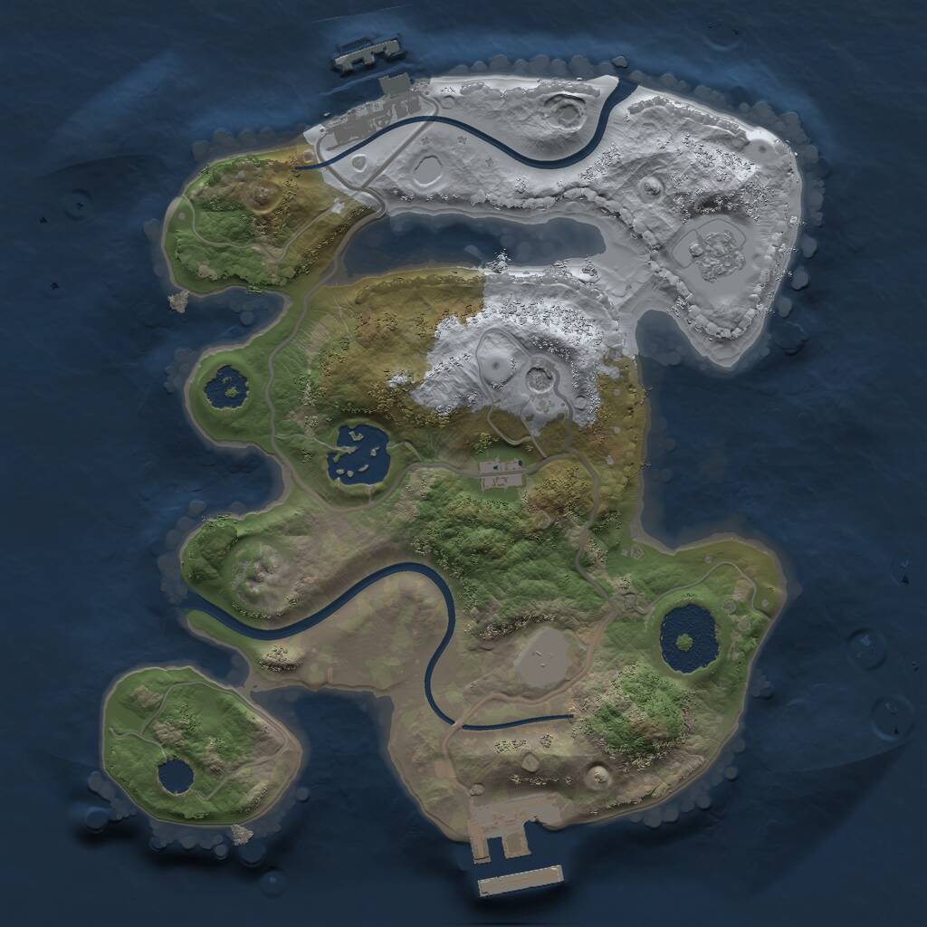 Rust Map: Procedural Map, Size: 2200, Seed: 834265165, 6 Monuments