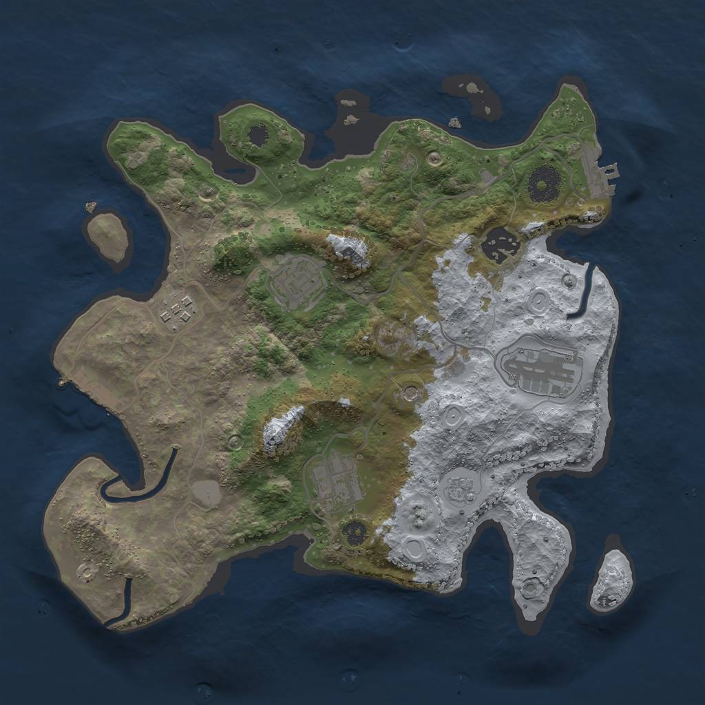 Rust Map: Procedural Map, Size: 3000, Seed: 341107, 12 Monuments