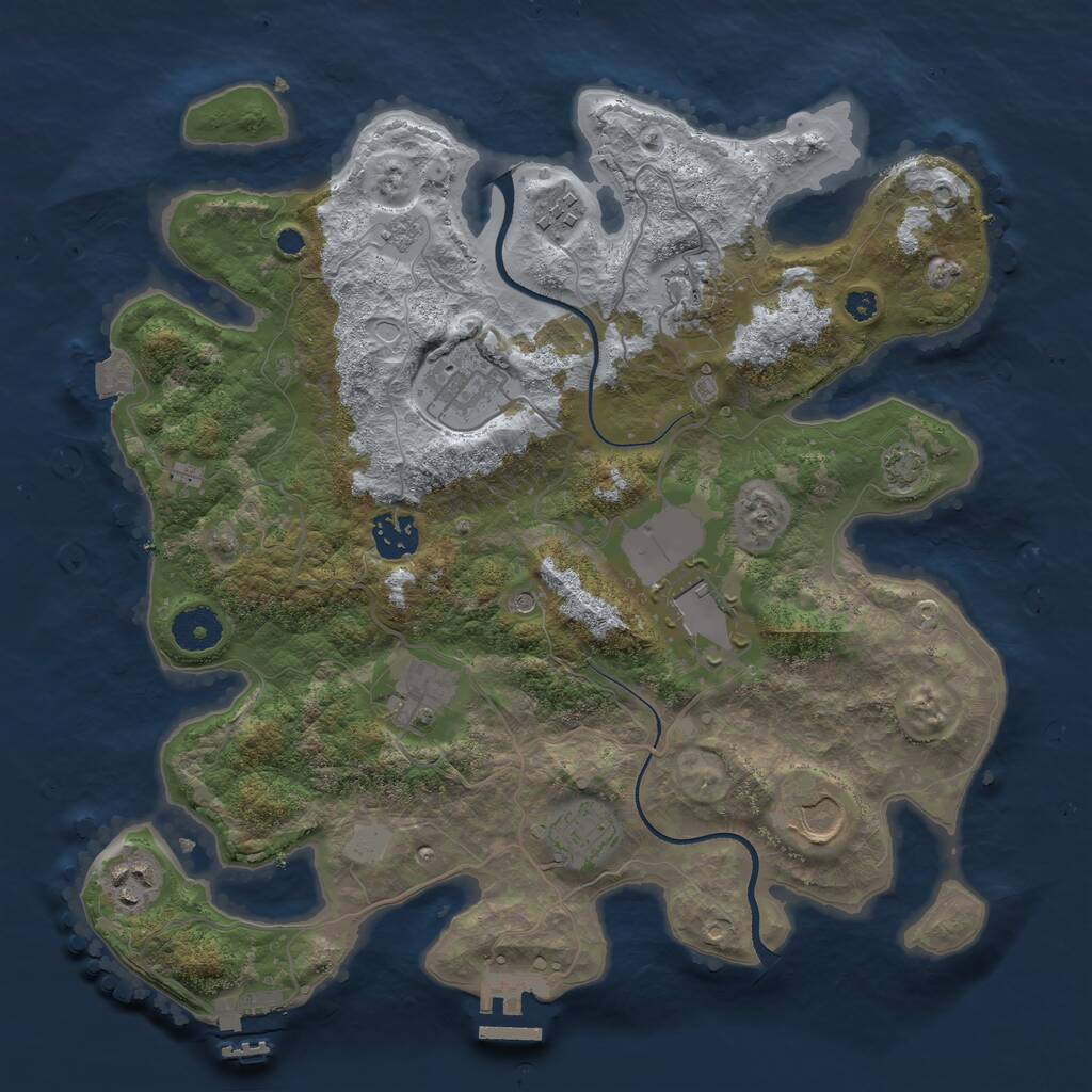 Rust Map: Procedural Map, Size: 3500, Seed: 10445, 15 Monuments