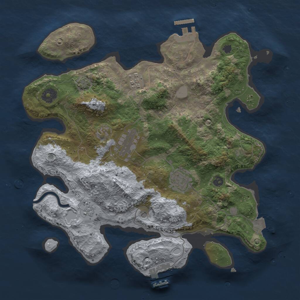 Rust Map: Procedural Map, Size: 3000, Seed: 283348832, 9 Monuments