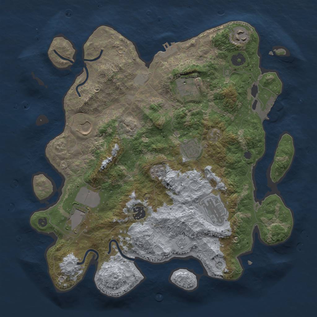 Rust Map: Procedural Map, Size: 3550, Seed: 35314335, 17 Monuments