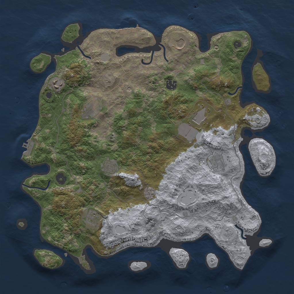 Rust Map: Procedural Map, Size: 4000, Seed: 1402922574, 16 Monuments