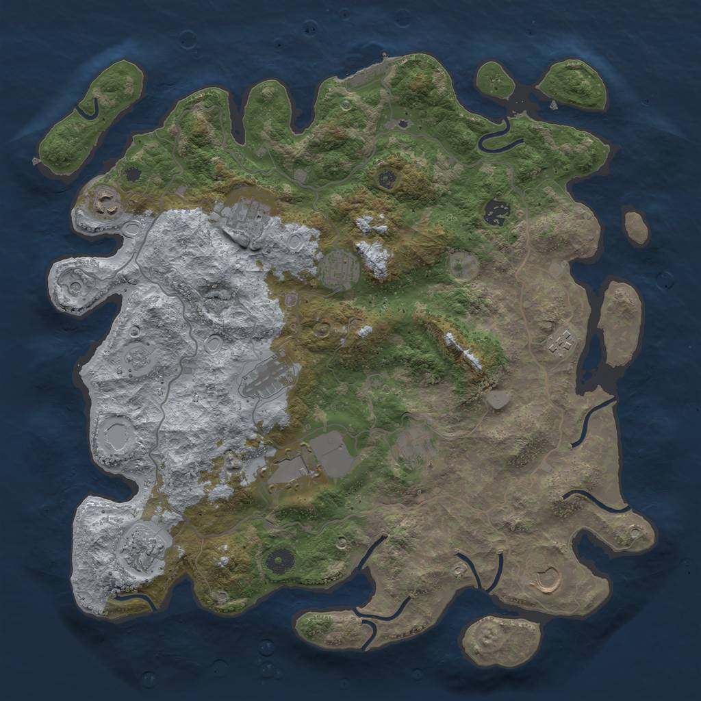 Rust Map: Procedural Map, Size: 4000, Seed: 1311690170, 18 Monuments