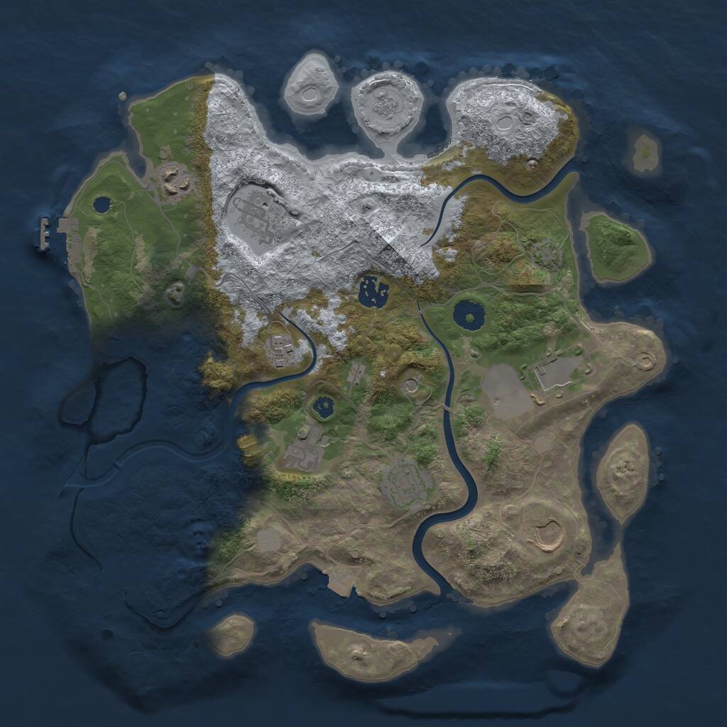 Rust Map: Procedural Map, Size: 3500, Seed: 29986603, 14 Monuments