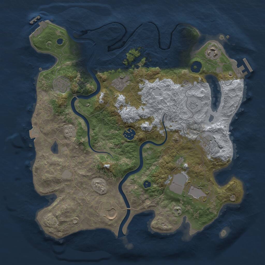 Rust Map: Procedural Map, Size: 3500, Seed: 3342, 14 Monuments