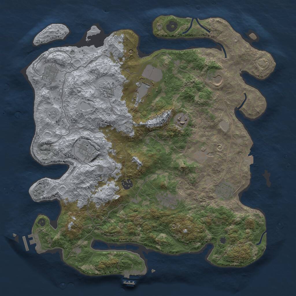Rust Map: Procedural Map, Size: 4000, Seed: 2055074715, 17 Monuments